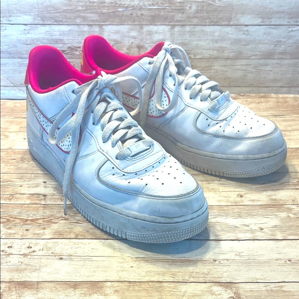 Nike Air Force One Dragon Fruit White Pink Green Sneakers Size 11.5